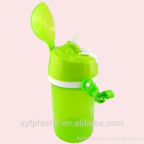 350ml/12oz BPA free children plastic water bottle with straw lid